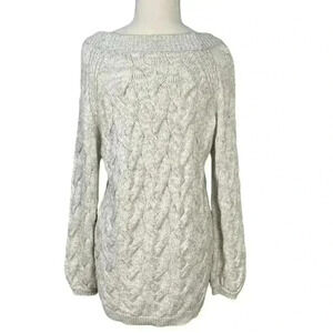 MERONA Cable Knit Sweater Oversized Fit Size Small Grey Cotton Blend